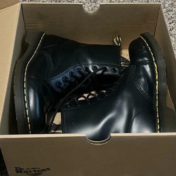 SOLD- Dr. Martens Black Lace-Up Patent Black Leather Boot - Picture 4 of 10